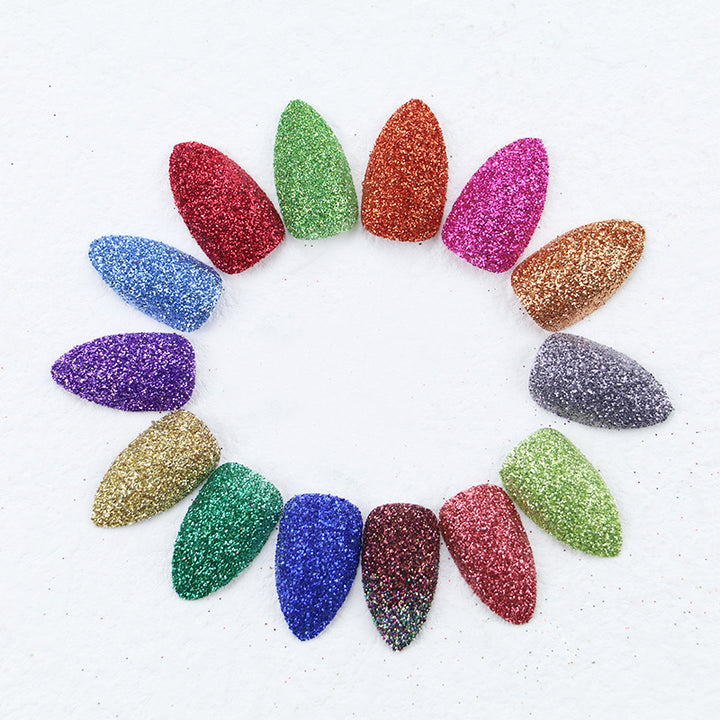 Glittering Almond-Shaped Press-On Nail Tips Kalsten