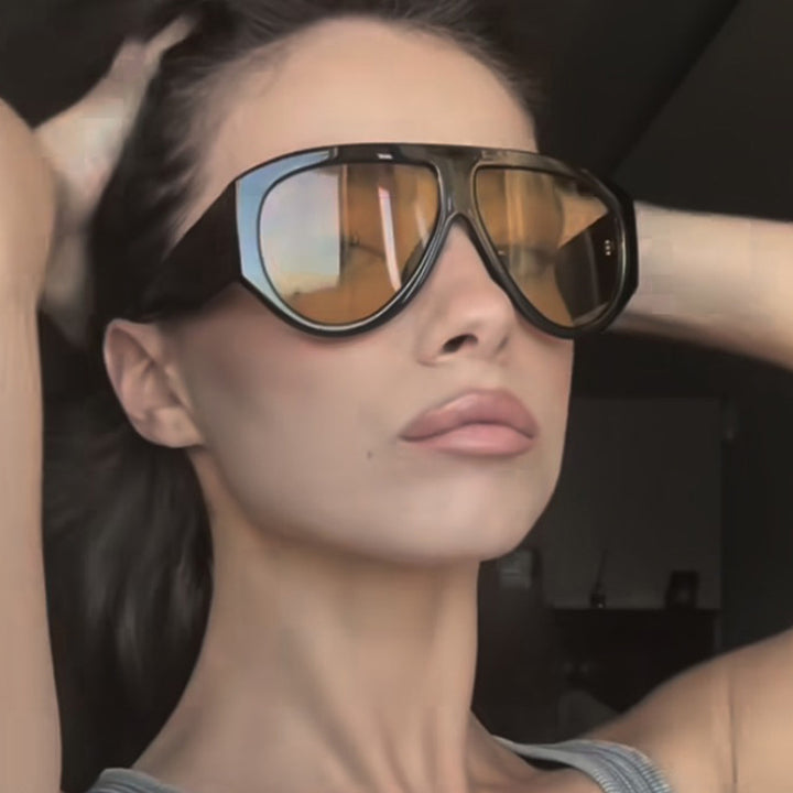 Women extravagant oversized sunglasses with angled frame Kalsten