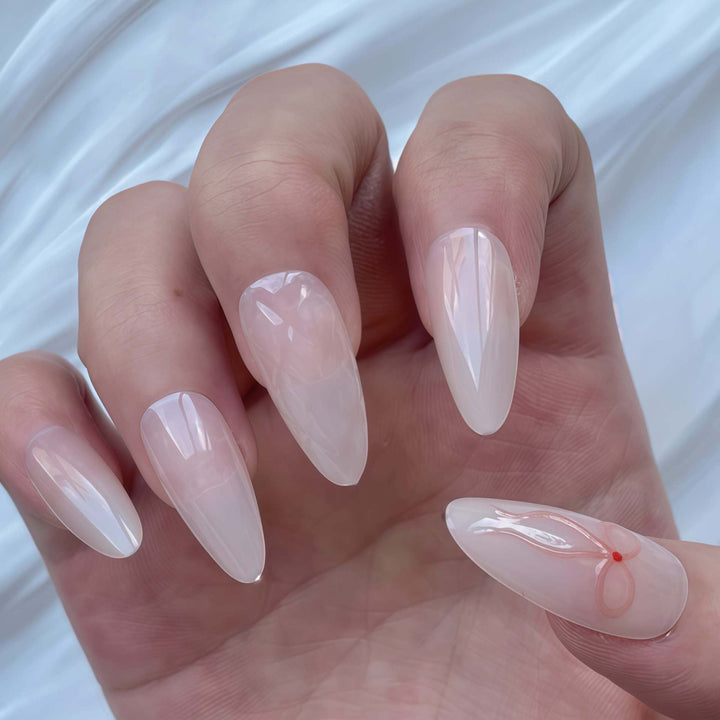 Decorative Press-On Nail Art Set with Bow Highlights Kalsten