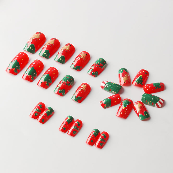 Festive Holiday-Themed Acrylic Press-On Nails Kalsten