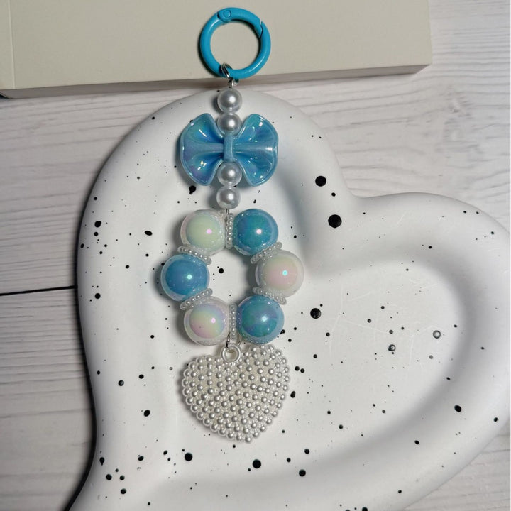 Decorative Bow and Bead Charm Keychain kalsten