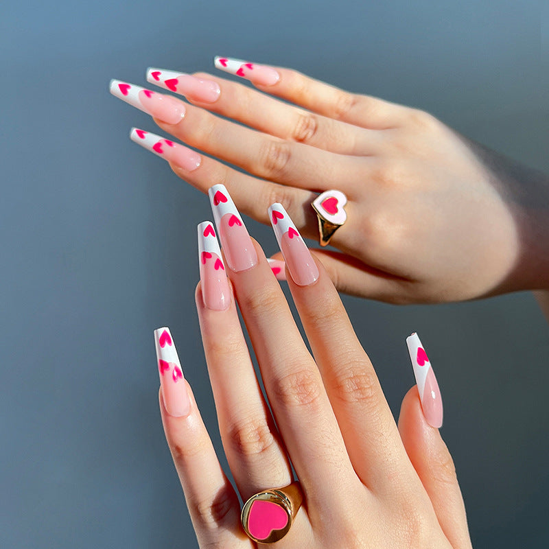 Artful Stiletto Nails with Hearts Design Kalsten