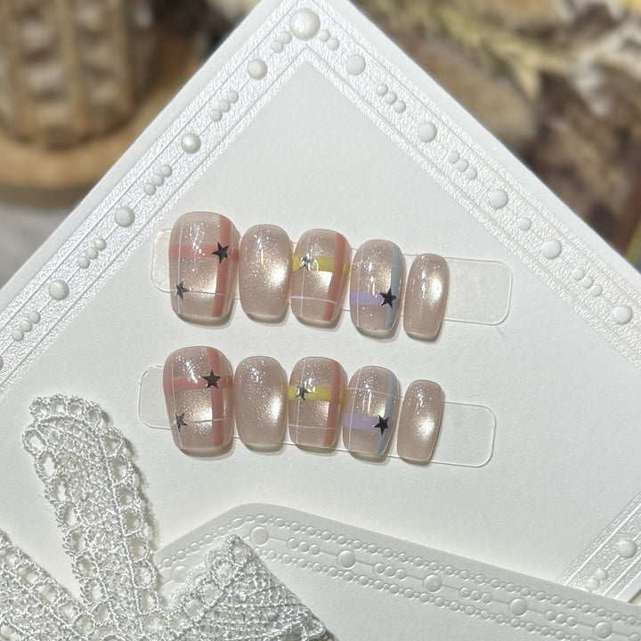 Decorative Star Pattern Press-On Nails Kalsten
