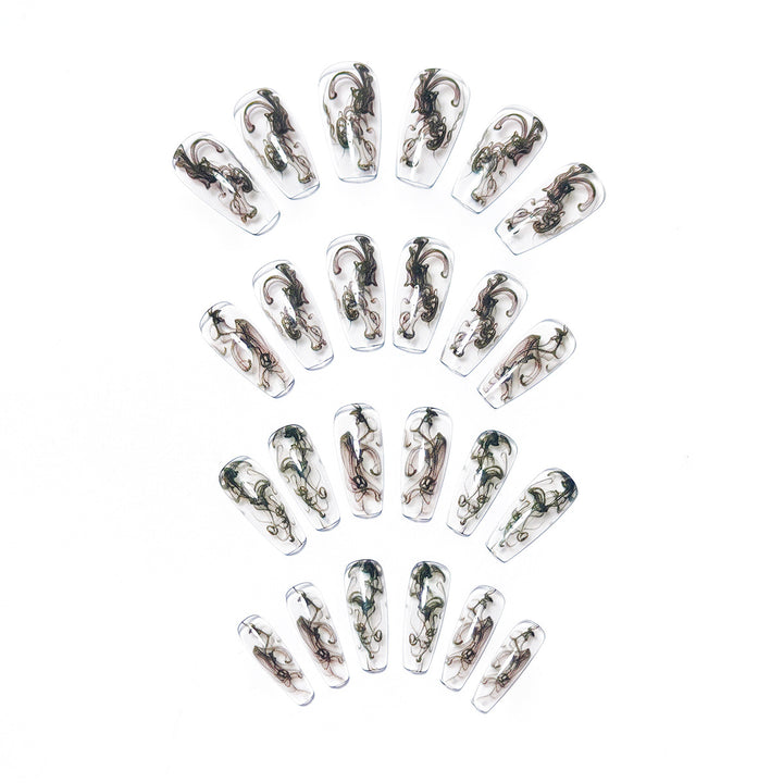 Artificial nails with modern transparent marble effect Kalsten