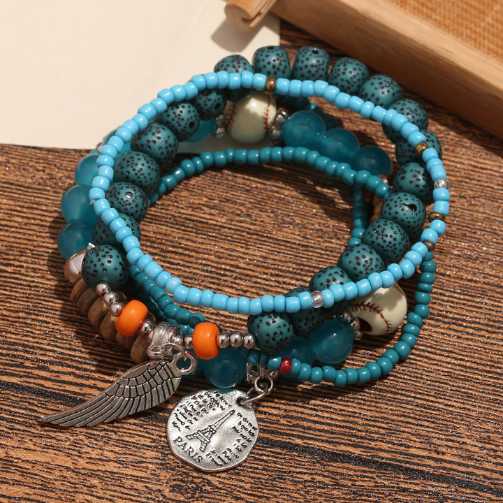 Bohemian Layered Beaded Charm Bracelet Kalsten