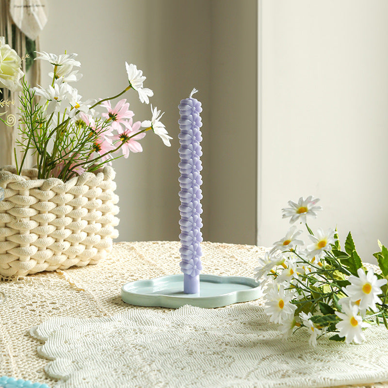 Sculptural Petal-Stack Taper Decorative Candle