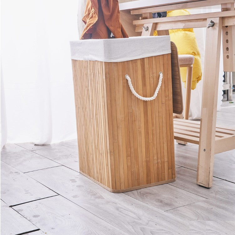 Laundry basket made of natural bamboo with removable cover Kalsten