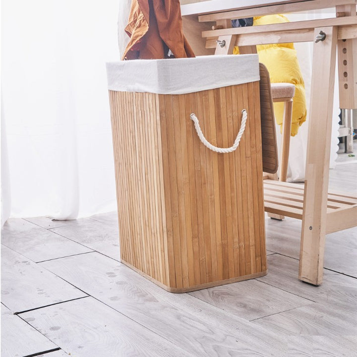 Laundry basket made of natural bamboo with removable cover Kalsten