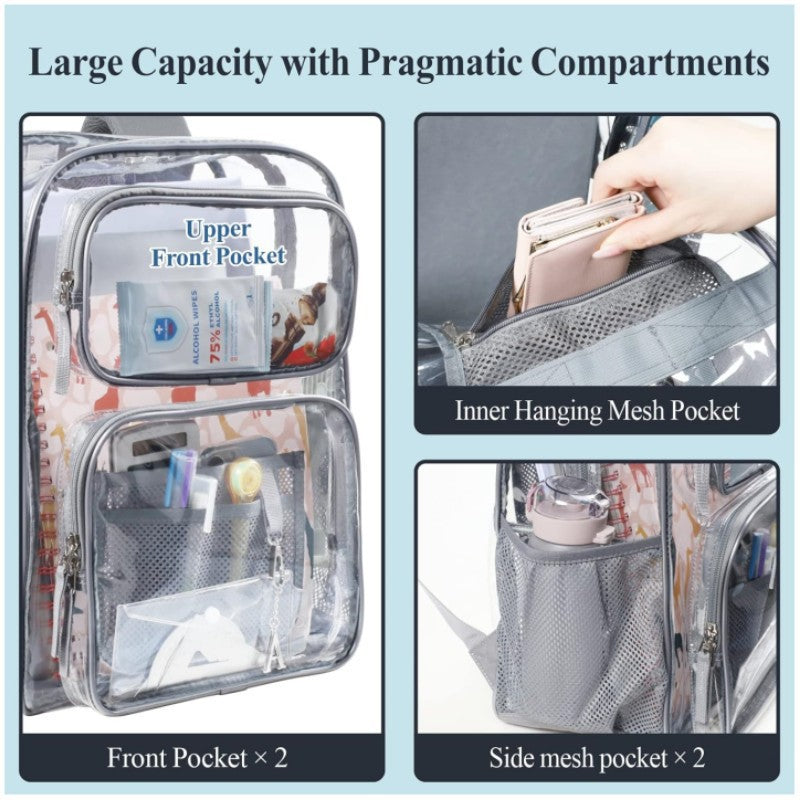 Transparent Backpack with Multiple Compartments Kalsten