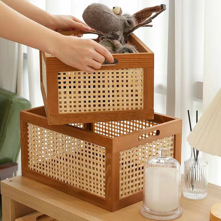 Natural Wooden Storage Bins Kalsten