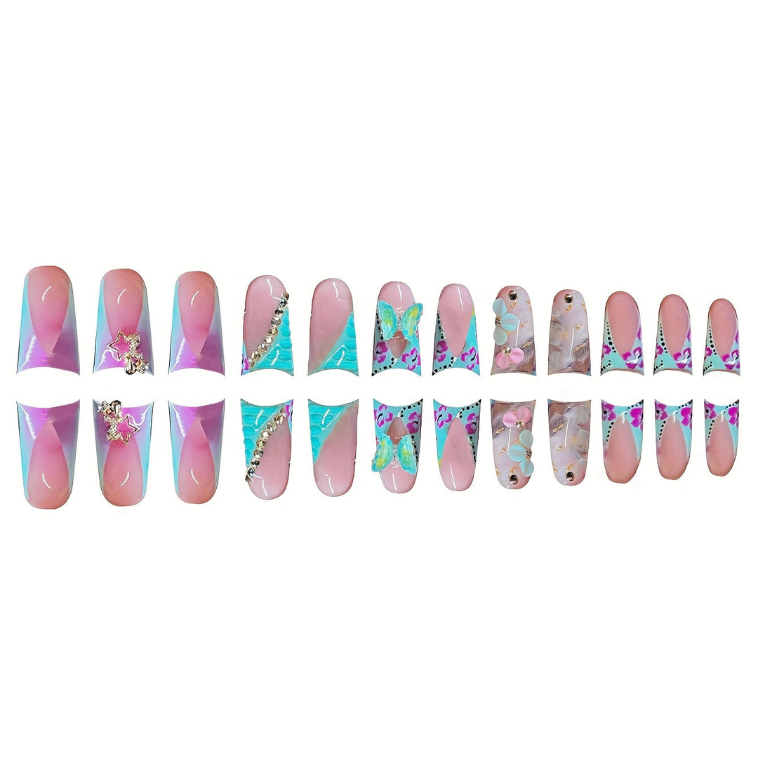 Artistic 3D Floral Press-On Nail Art Kalsten