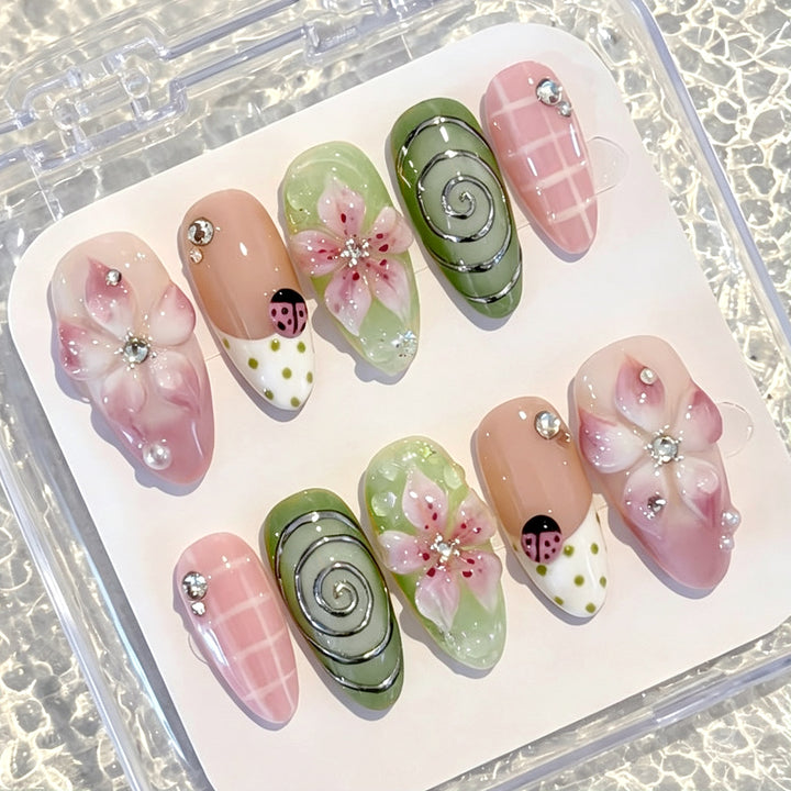Artistic Floral Design Press-On Nail Set kalsten