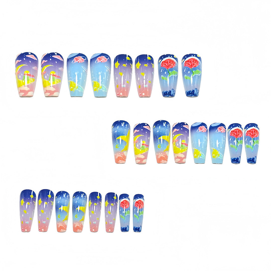 Glamorous artificial nails with colorful 3D designs Kalsten