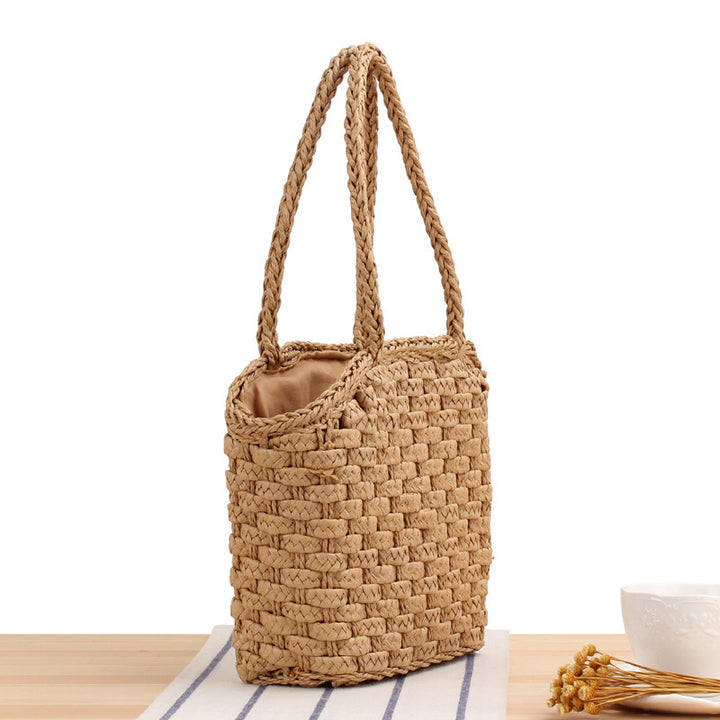 Braided shopping bag with reinforced bottom and long carrying handles Kalsten