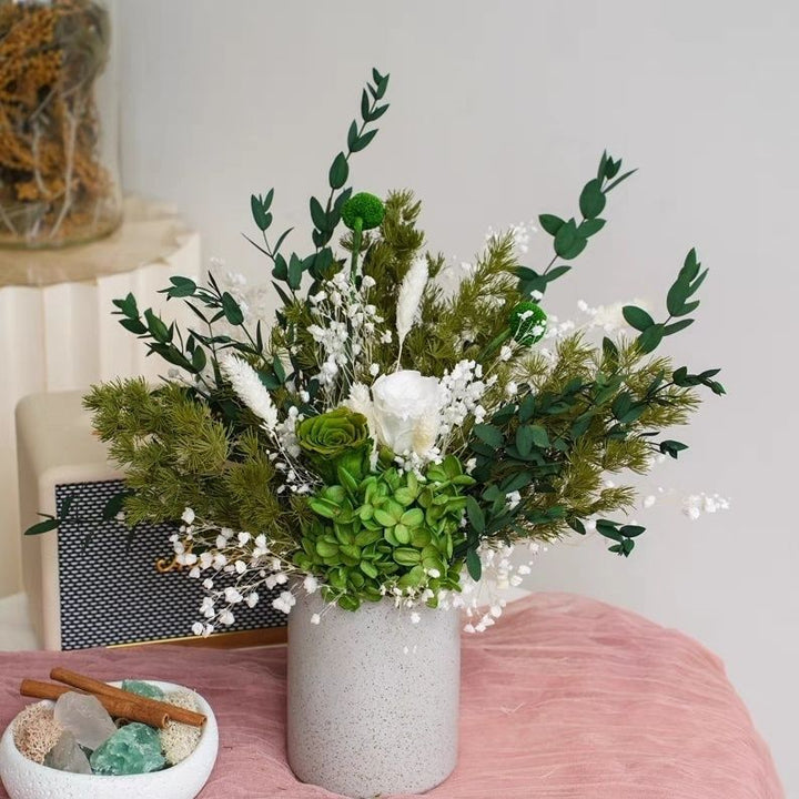 Dried Floral Arrangement in Modern Decorative Vase