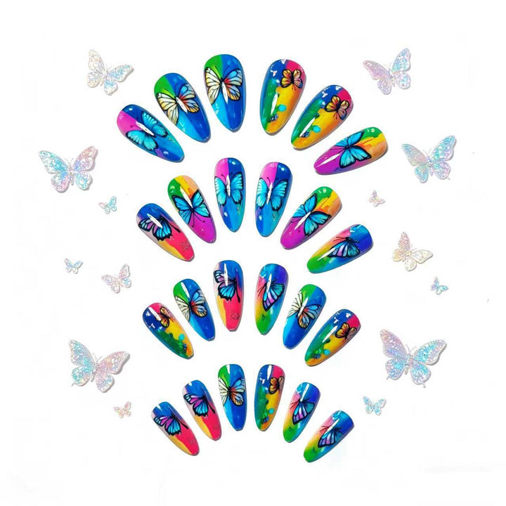 Artificial Nails in Colorful Butterfly Design Kalsten