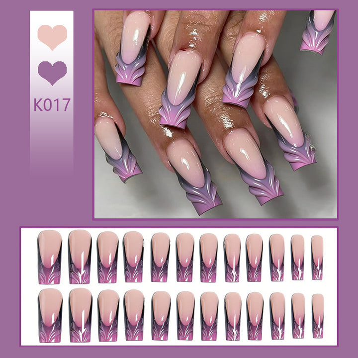Artificial nail set with elegant 3D leaf design Kalsten