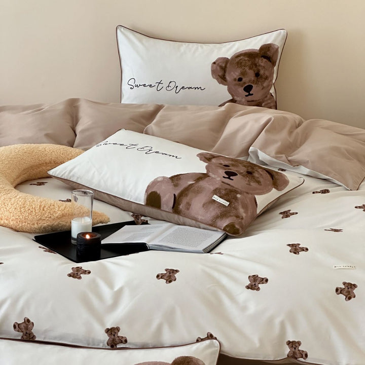 Children's bedding set with panda motif made of cotton satin and lovingly crafted appliqué