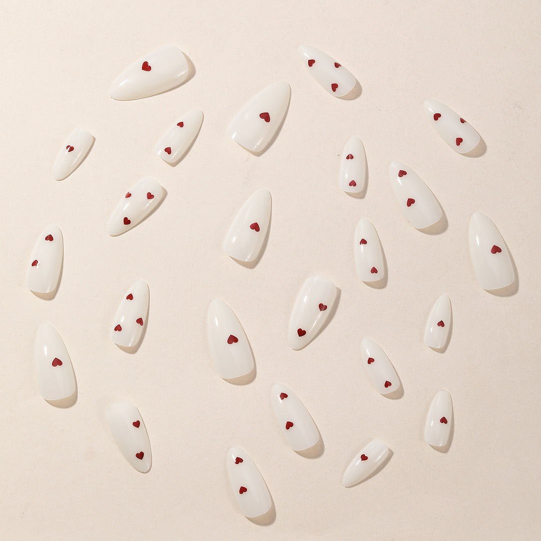 Romantic Heart-Accent Gel Nail Art Extensions Kalsten