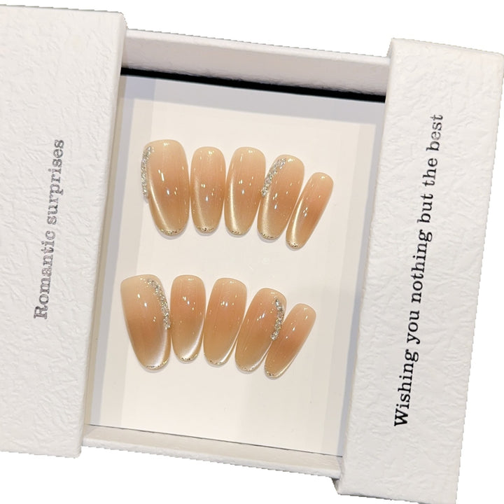 Elegant artificial nail tips with glitter details Kalsten