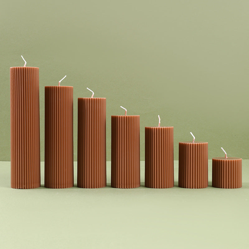 Decorative Tall Ribbed Column Candle for Home Ambience