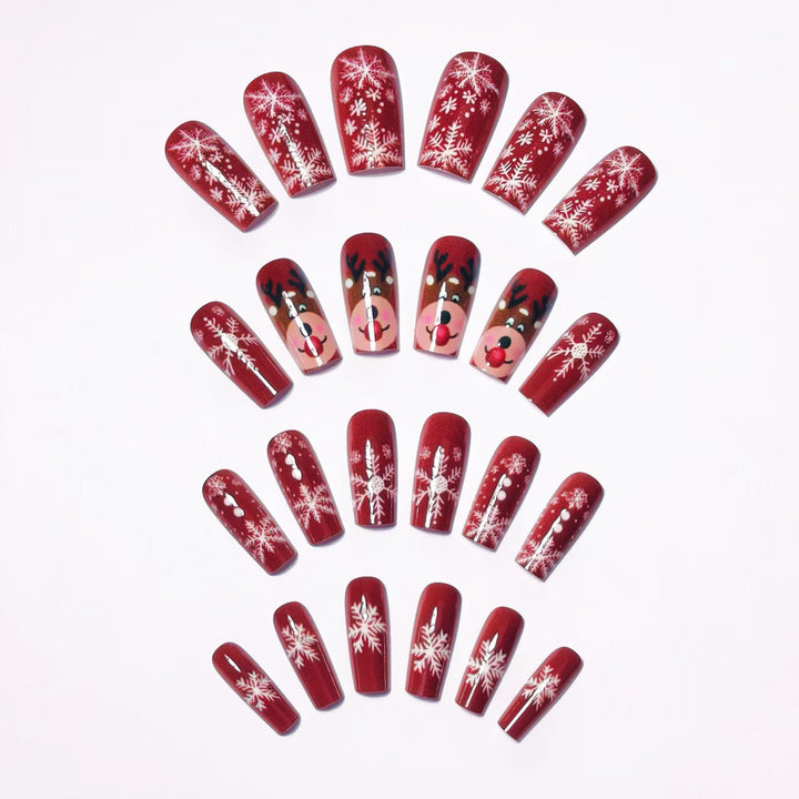 Artificial nails with festive reindeer and snowflake design Kalsten