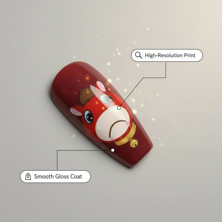 Artificial nails with playful horse motif Kalsten