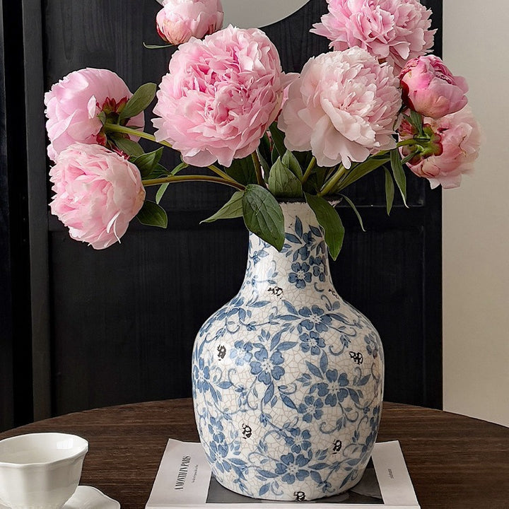 Decorative Floral Ceramic Jar for Home Decor