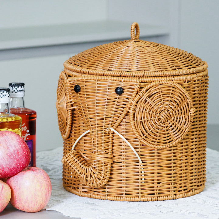 Elephant-Shaped Woven Storage Basket Kalsten