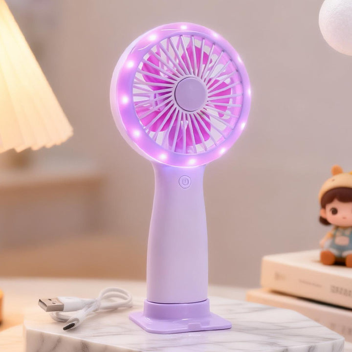 Women Portable Hand Fan with LED Light and USB Connection Kalsten