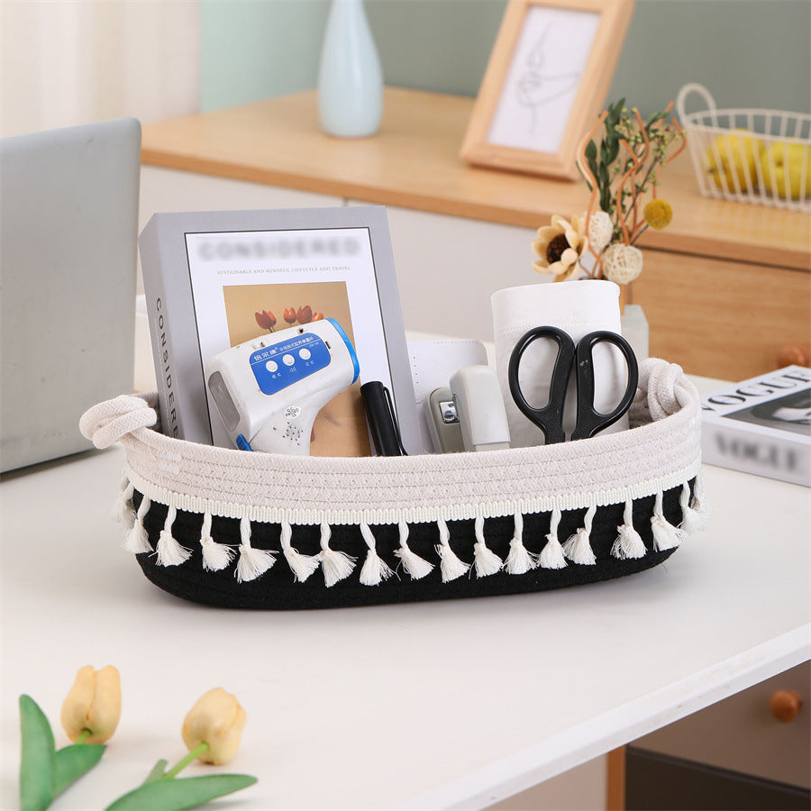 Women Versatile Storage Basket with Tassel Decoration Kalsten