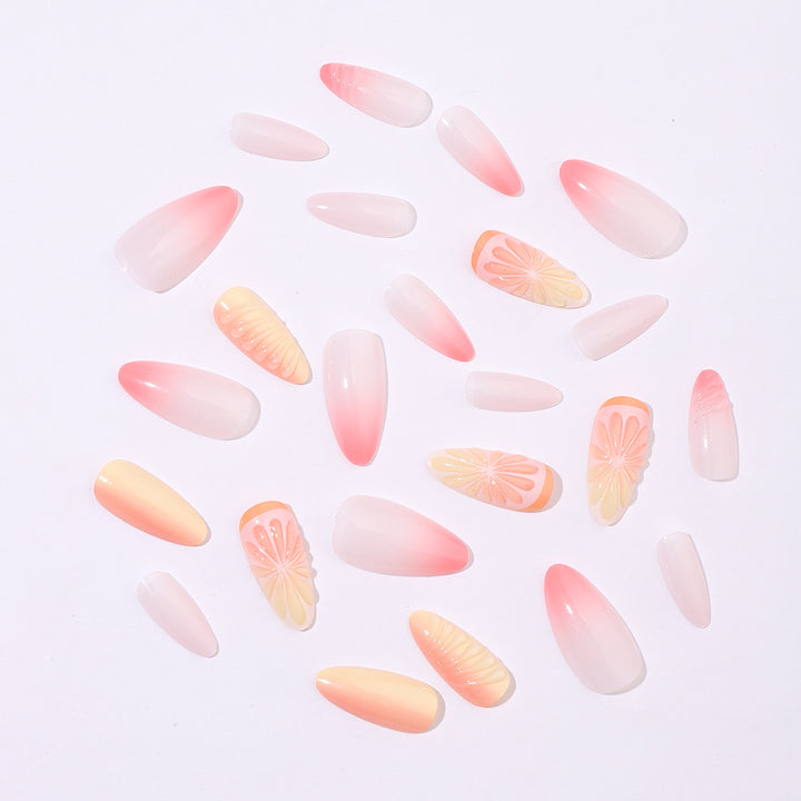 Creative nail set with subtle ombre effects and elegant decorative elements Kalsten