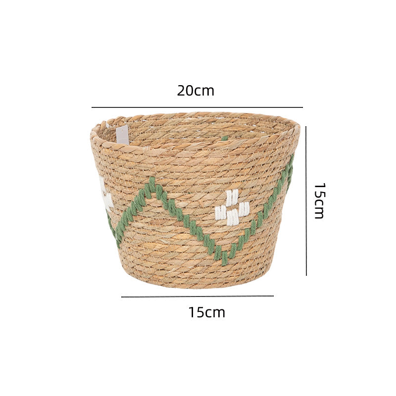 Handwoven storage basket with colorful accents Kalsten