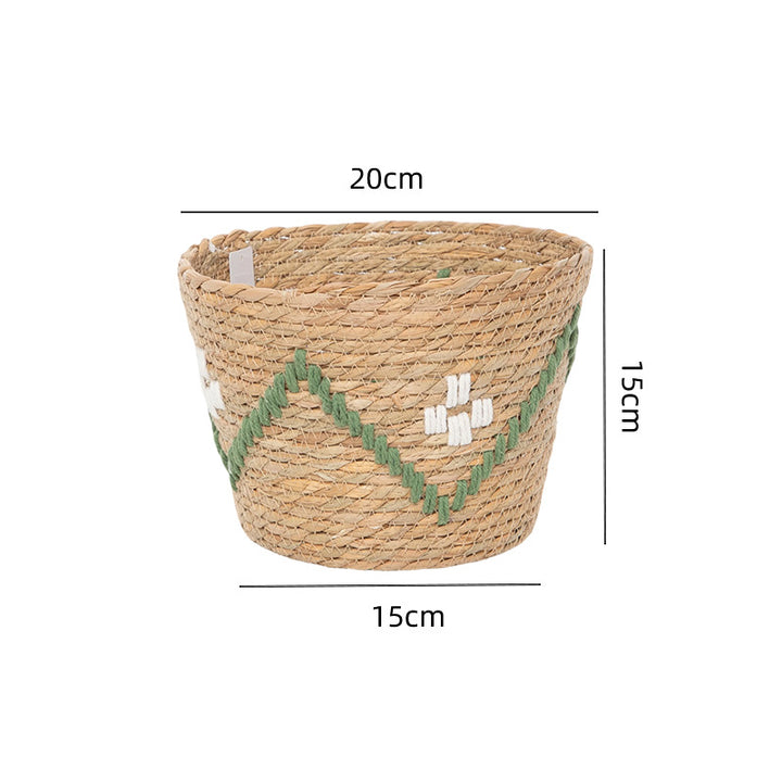 Handwoven storage basket with colorful accents Kalsten