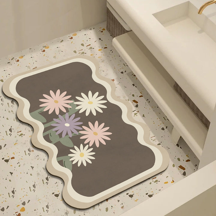 Floral Patterned Bathroom Mat