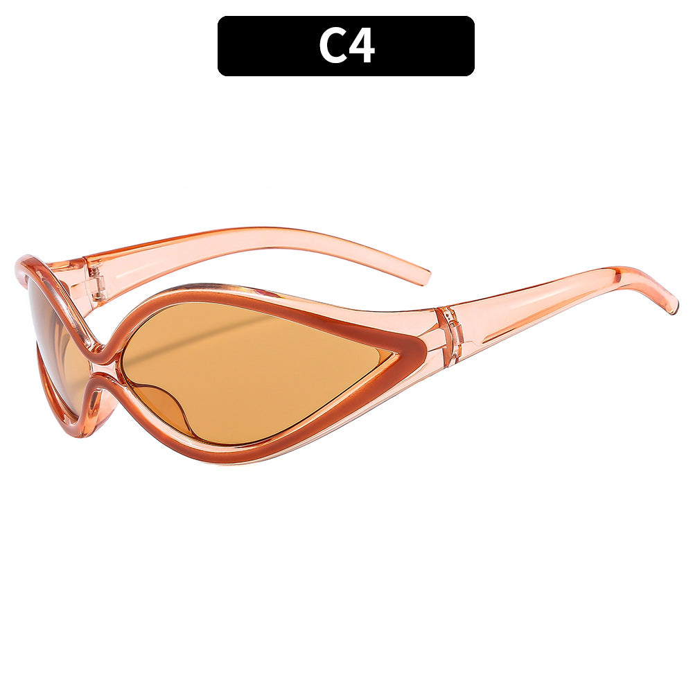Futuristic Cat-Eye Sunglasses with Stylish Winged Frames