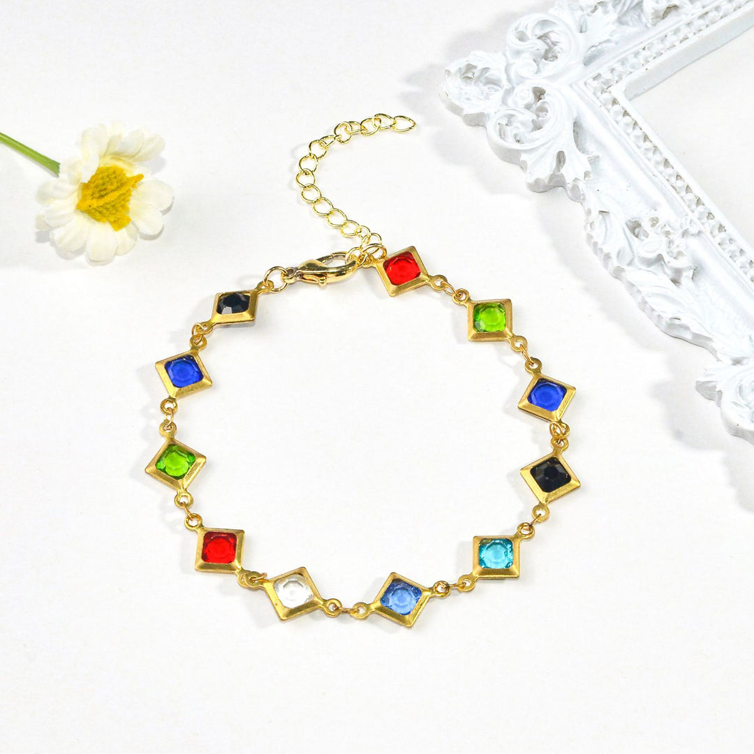 Colorful Gemstone Chain Bracelet Kalsten 1788164354