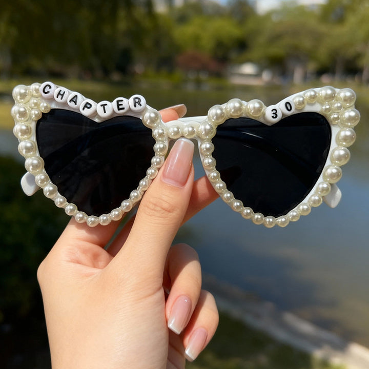Pearl-Accented Heart-Shaped Sunglasses Kalsten