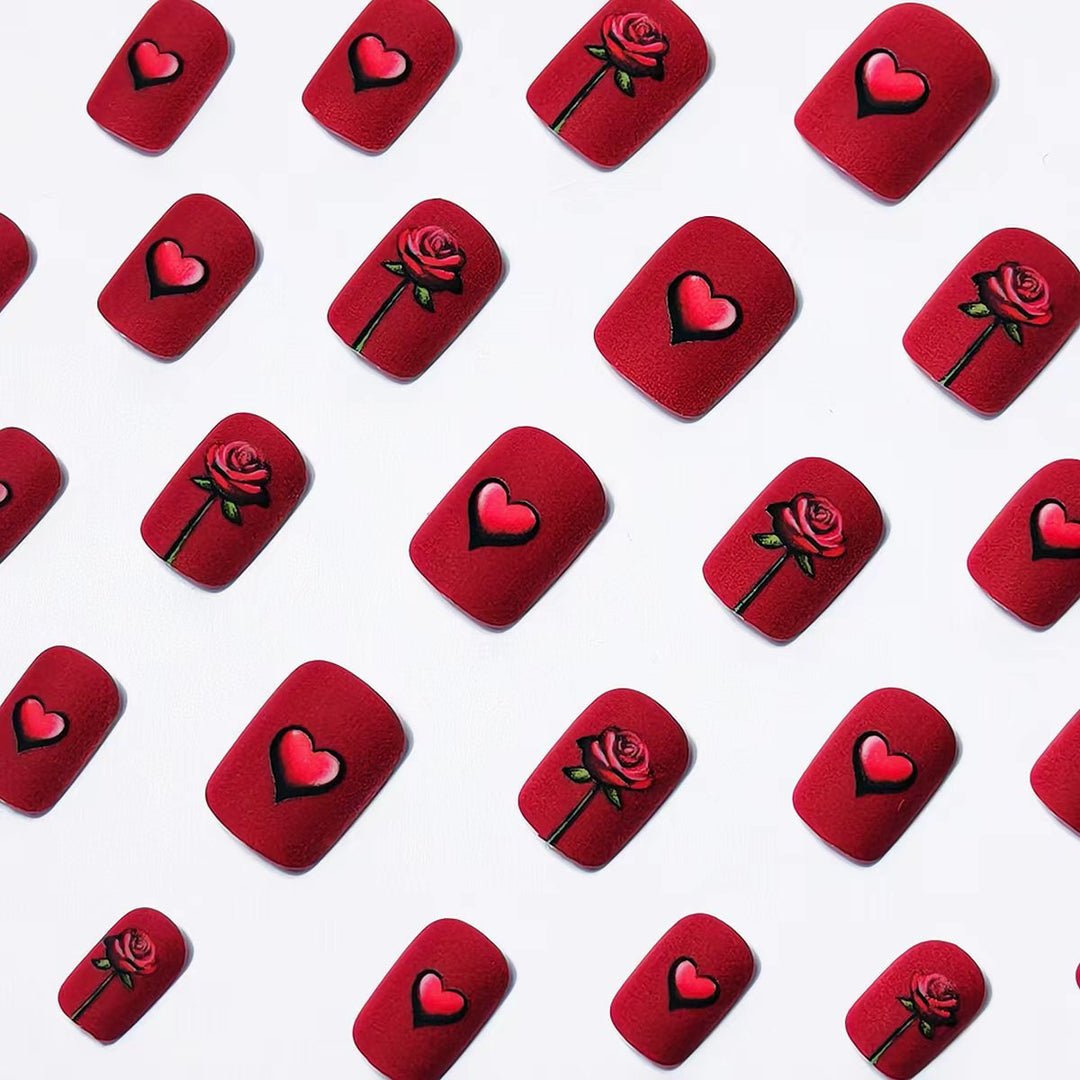Artificial nails with romantic rose and heart design Kalsten