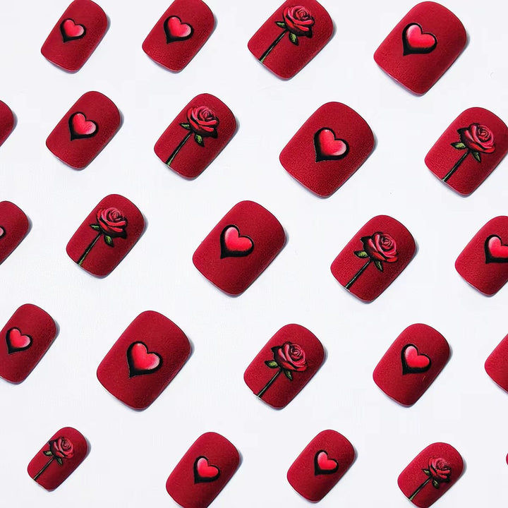 Artificial nails with romantic rose and heart design Kalsten