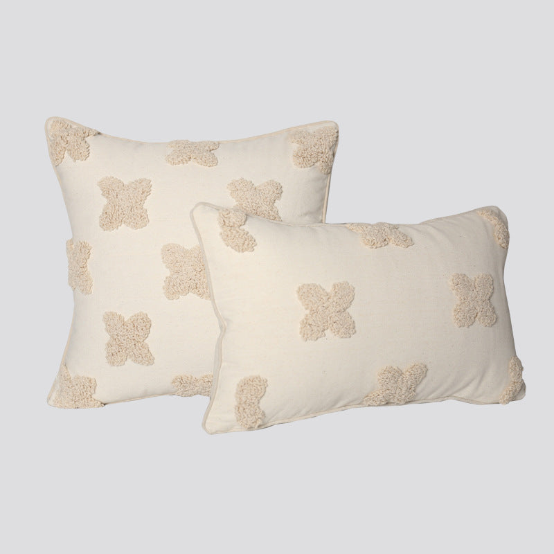 Decorative Tassel Embroidered Lumbar and Square Pillow Set