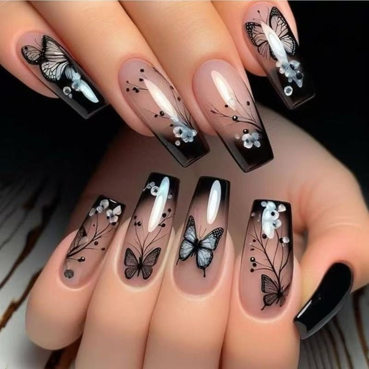 Artful Nail Set with Butterfly Design Kalsten