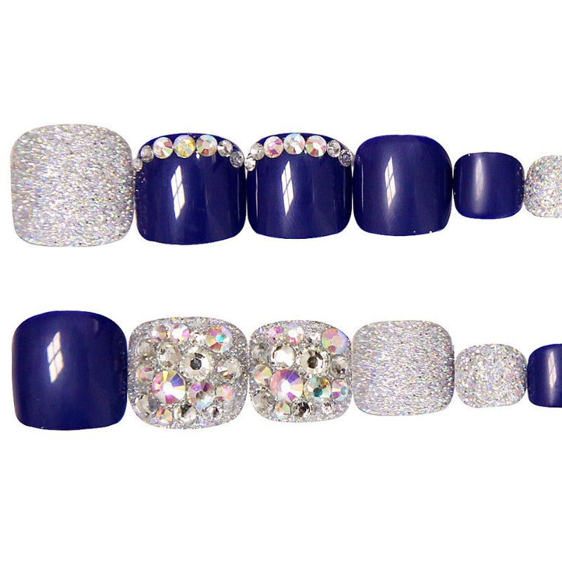 Glittering Rhinestone-Accented Press-On Toenails Kalsten