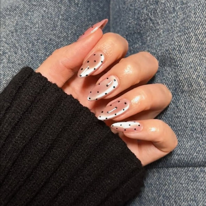 Acrylic Nail Set with Modern Polka Dot Design Kalsten
