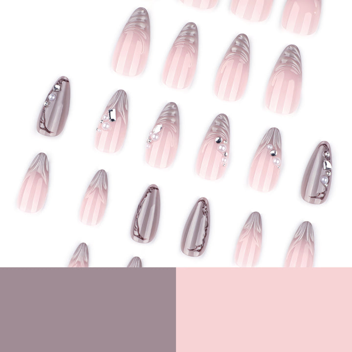 Artful Nail Art with Pearl and Glitter Decorations Kalsten