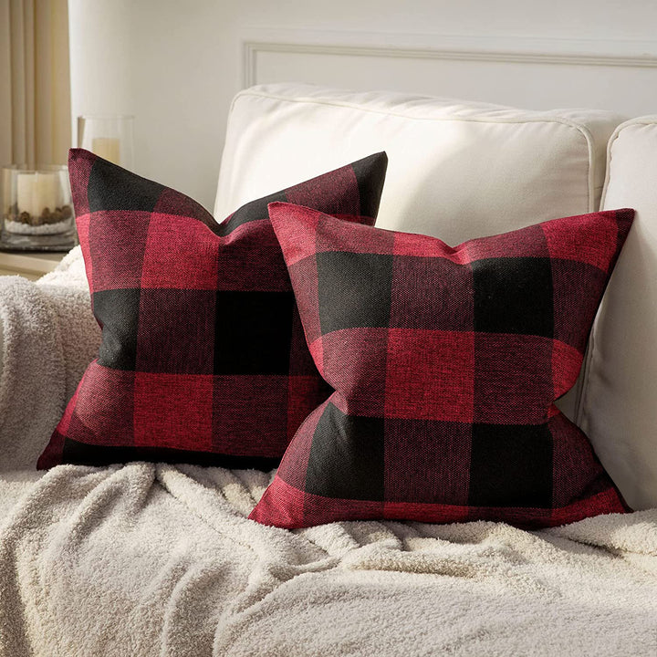 Buffalo Check Square Throw Pillow Covers with Hidden Zipper