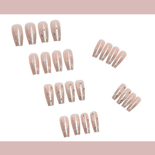Artificial nail set with shimmering stones and sparkling glitter Kalsten