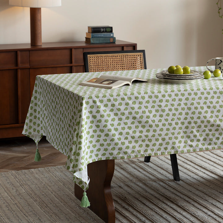 Rectangular cotton tablecloth with floral block print medallions Kalsten