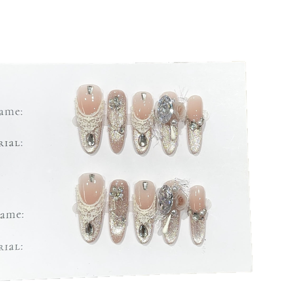 Elegant Rhinestone and Glitter Press-On Nails