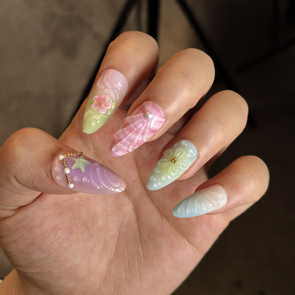 Artistic Nature-Inspired Press-On Nail Set Kalsten